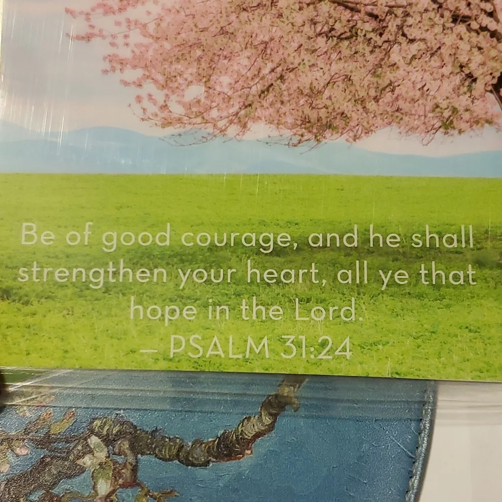 Hand Made cover For A Classic Sized Disc Bound Planner Psalm 31:24 cherry tree